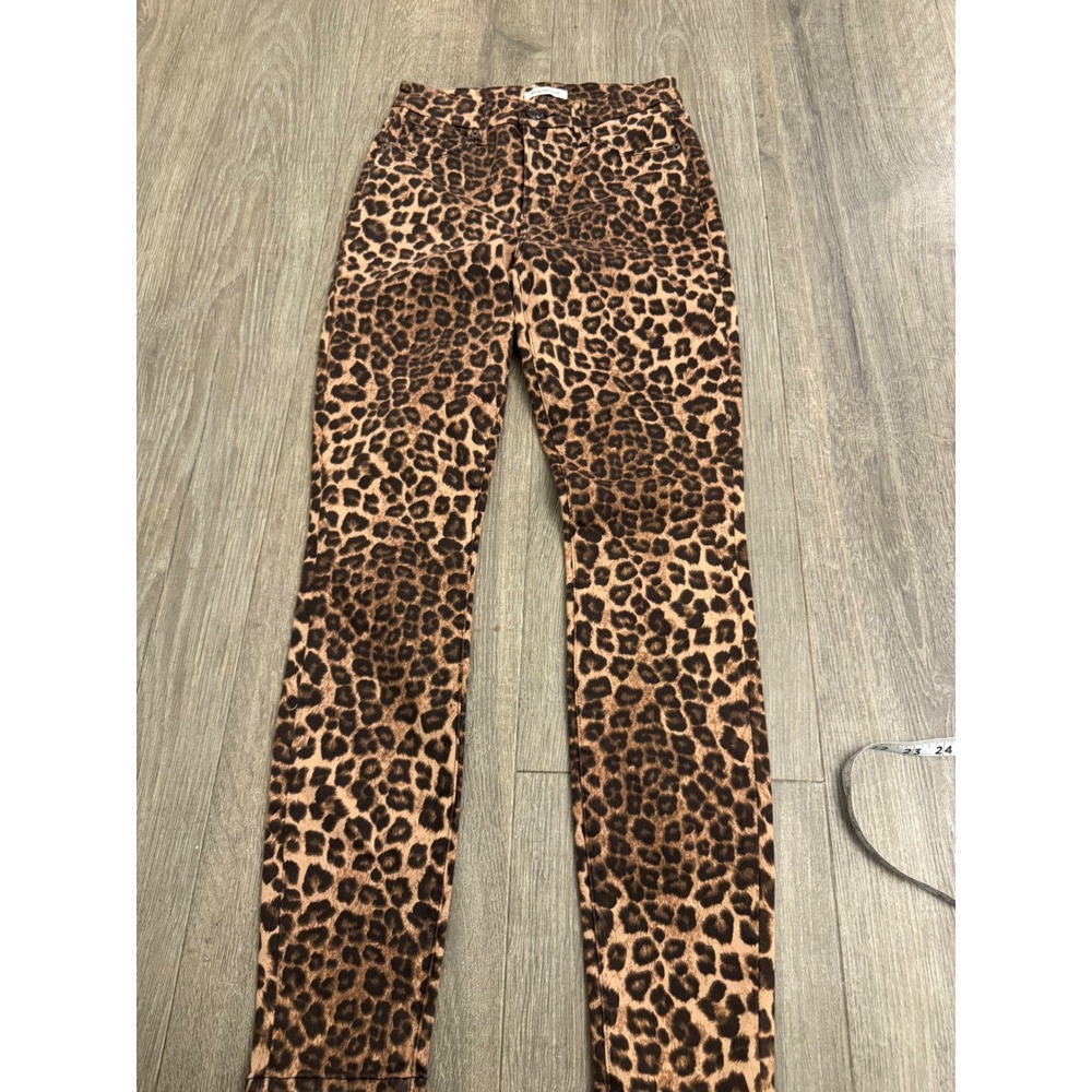 Good American Good Waist Leopard Print Skinny Jeans Brown Black High Rise 4/27